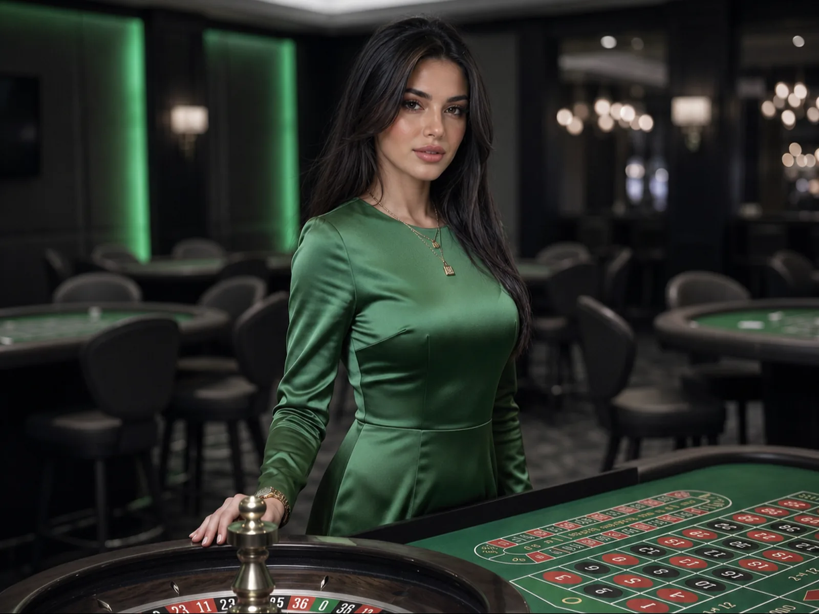 Roulette dealer at a branded live casino table in the GX Studios broadcast studio